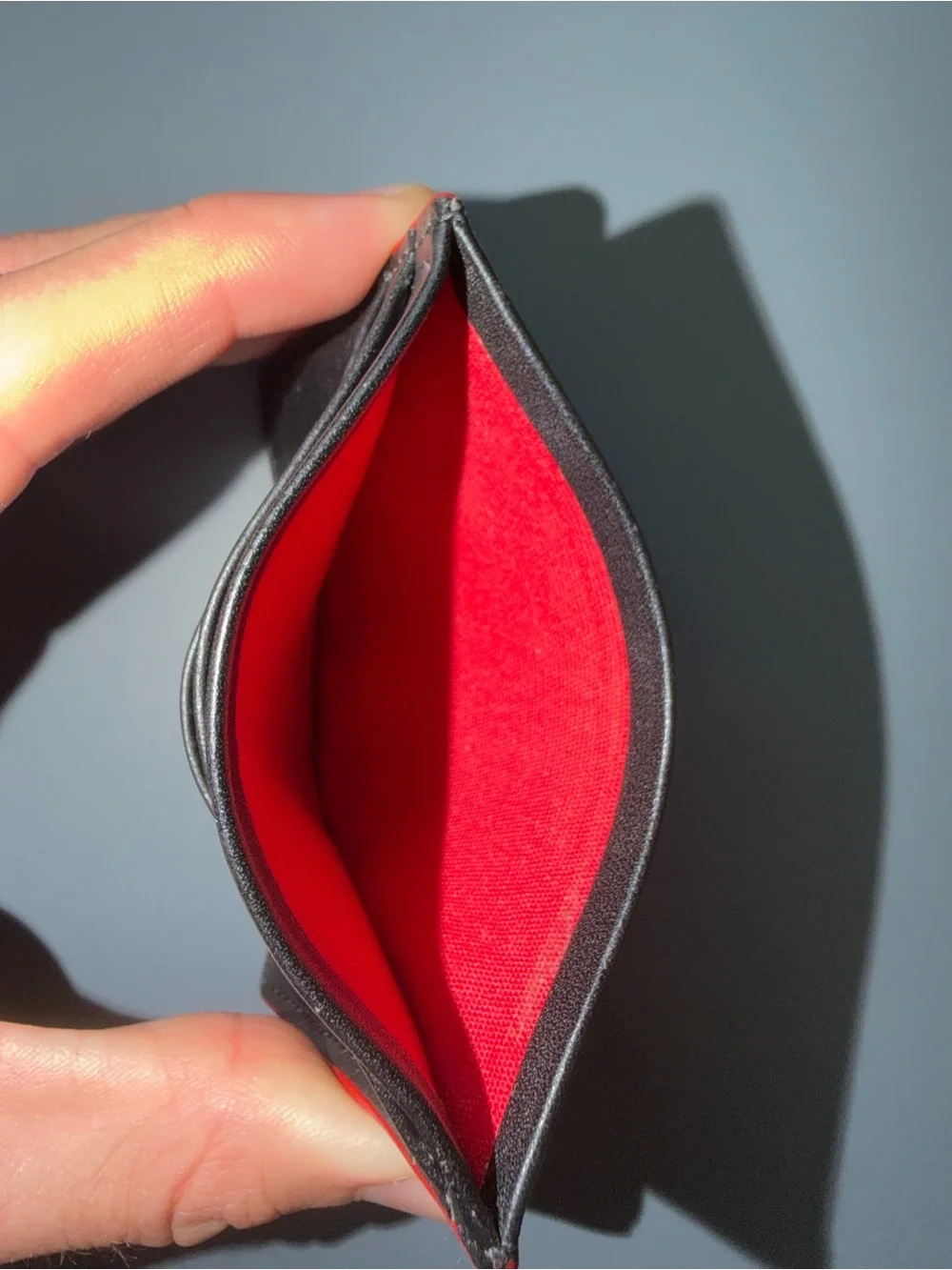 Black Studded Card Holder with Red Trim